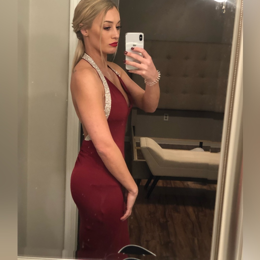 Wine color cocktail dress